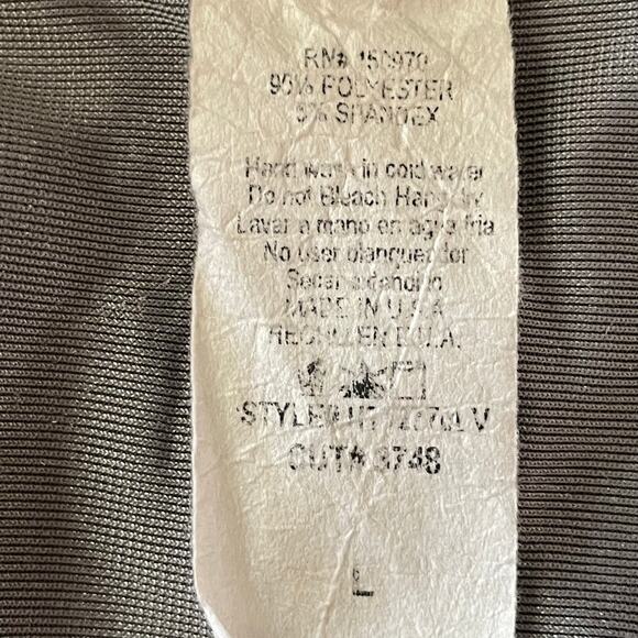 Hummingbird Crushed Velvet Long Sleeve Top Gray-Green Knotted Front Hem LARGE - Picture 6 of 6